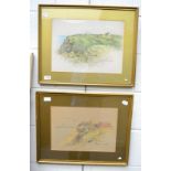 Marjorie Christine Bates, pair of views of Whitby, worked in pencil and watercolour, framed