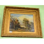 A 19th century oil on canvas landscape with figure and sheep, signed A Tissot