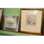 Edmund Blampied, Isle of Wight, etching, together with a Regency drawing