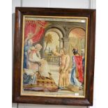 A mid 19th century needlepoint tapestry entitled Joseph Interpreting Pharaoh's Dream and signed ''