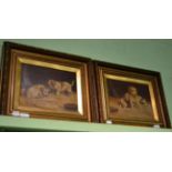 A pair of 19th century oils on board, unsigned and framed