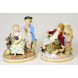 A Pair of German Porcelain Figure Groups of the Seasons, late 19th century, Autumn as a boy and