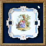 A Meissen Porcelain Twin-Handled Tray, mid 19th century, of shell and scrolled moulded form, painted