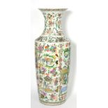 A Chinese Porcelain Large Vase, 19th century, of baluster form with trumpet neck, painted in famille