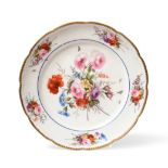 A Nantgarw Porcelain Plate, circa 1818-20, painted in London with a flower spray and insects