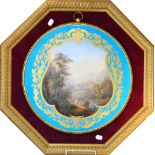 A Sèvres Style Porcelain Circular Plaque, late 19th century, painted with figures in a romantic