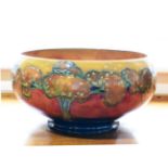 A William Moorcroft Flambé Eventide Landscape Pattern Pedestal Bowl, circa 1920s, tubelined with