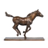 Sally Arnup (1930-2015): A Bronze Study of a Galloping Foal, on a rectangular base, signed ARNUP and