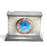 A Liberty & Co Tudric Pewter Clock, Model No.01212, 3-1/2'' dial, Roman numeral copper coloured
