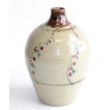 David Andrew Leach (1911-2005): A Stoneware Bottle Vase, grey matt speckled oatmeal glaze, with blue