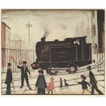 After Laurence Stephen Lowry RA (1887-1976) ''Level Crossing with Train'' Signed in pencil, from