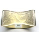 A René Lalique Faune et Nymphe Clear and Frosted Glass and Metal Rocker Blotter, moulded with a