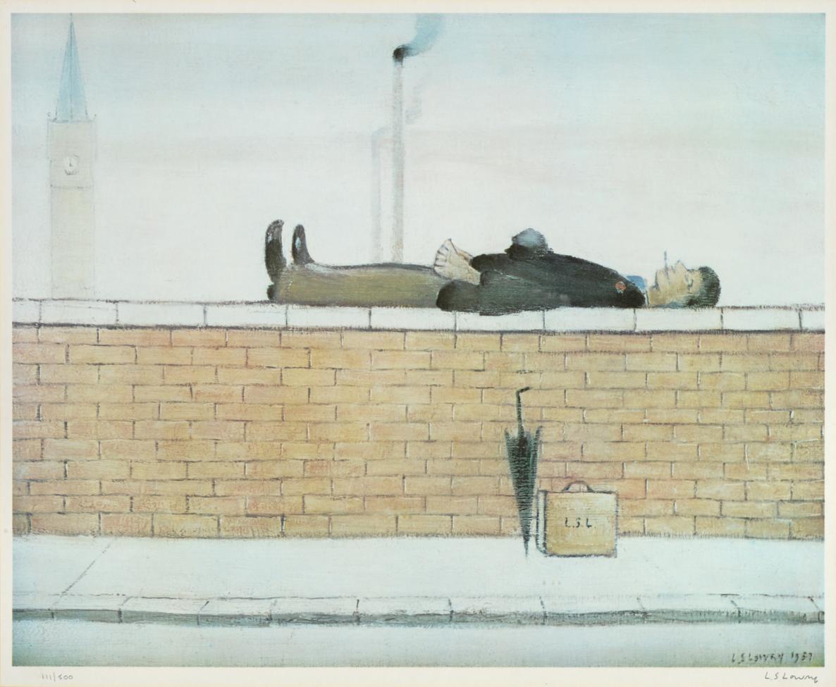 After Laurence Stephen Lowry RA (1887-1976) ''Man Lying on a Wall'' Signed in pencil, numbered 111/