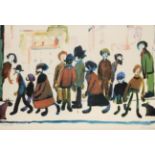 After Laurence Stephen Lowry RA (1887-1976) ''People Standing About'' Signed in pencil, with the