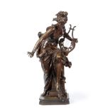 Albert Carrier-Belleuse (French, 1824-1887): A Patinated Bronze Figure of Harmonie, as a maiden