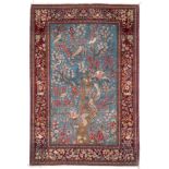 Fine Isfahan Rug Central Persia The pale indigo field centred by a Tree of Life and exotic birds