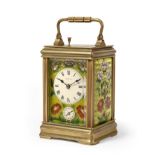 A Fine Brass and Enamel Striking Repeating Alarm Carriage Clock, retailed by Tiffany & Co, circa