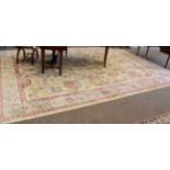 Afghan Ziegler Carpet The pale cornfield with an all over design of large palmettes and scrolling