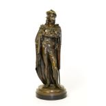 A French Bronze Figure of Hamlet, late 19th century, standing wearing flowing robes, his sword at