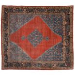 Rare Bakshaish Carpet of unusual size Persian Azerbaijan The plain madder field centred by a pale