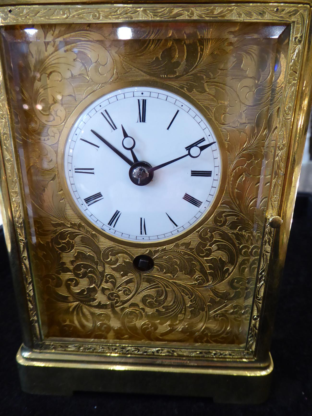 An Early Unusual Brass Striking Alarm Carriage clock with a Pull Cord Repeat, circa 1840, carrying - Image 2 of 7