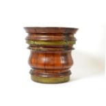 A Brass Bound Mahogany Peat Bucket, early 19th century, of staved baluster form with flared rim,