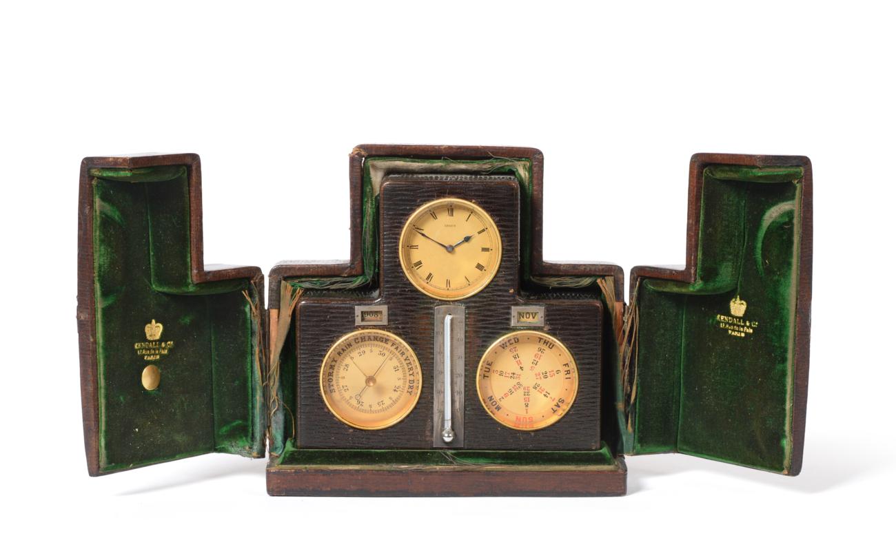 An Unusual Gentleman's Travelling Compendium Timepiece, retailed by Kendall & Co, 17 Rue de la Paix,