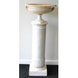 A White Marble Campana Urn, 19th century, with snake handles, everted rim and square foot, 81cm