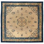 Good 19th Century Chinese Carpet of unusual size The champagne field of Taoist symbols centred by