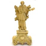 An Ivory Figure of a Saint, probably South German, 17th century, wearing flowing robes standing on a