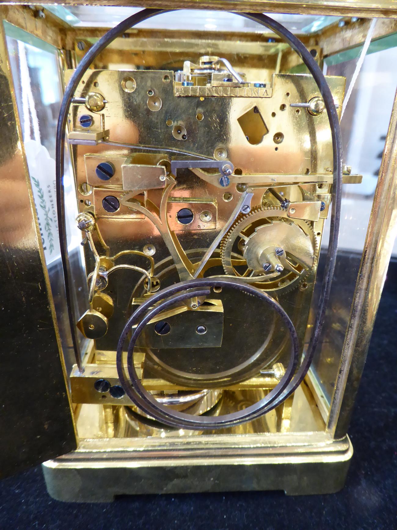 An Early Unusual Brass Striking Alarm Carriage clock with a Pull Cord Repeat, circa 1840, carrying - Image 7 of 7