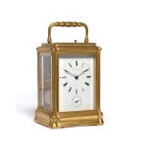 A Brass Grande Sonnerie Striking and Repeating Alarm Carriage Clock, Exed by Webster, London,