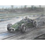 Phil May (20th century contemporary) ''Stirling Moss Wins on his Maserati 250F (2508)''