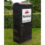 A Vintage Garage Forecourt/Workshop Mobiloil Retail Cabinet, the tall rectangular metal body with