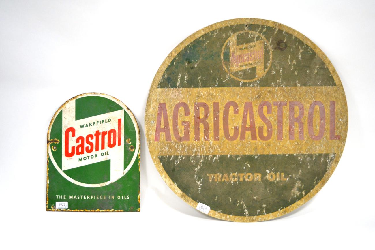 A Wakefield Castrol Motor Oil Single-Sided Enamel Advertising Sign, of rounded rectangular form with