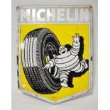 A Vintage ''Michelin'' Single-Sided Enamel Car Sign, with four drilled holes, the base numbered 38/