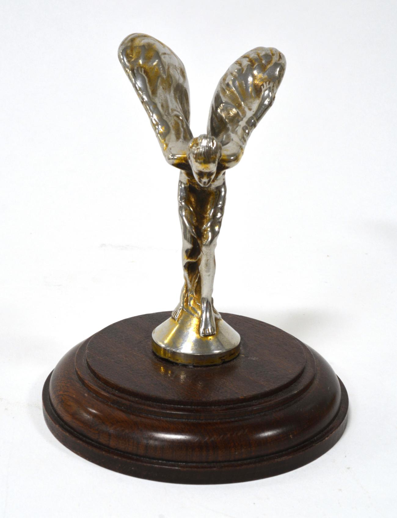 A Rolls-Royce ''Spirit of Ecstasy'' Mascot, nickel plated, the base stamped Rolls-Royce Motors - Image 2 of 2