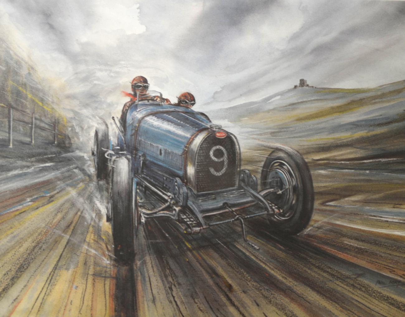 After Phil May (20th century contemporary) ''Viva La Bugatti'' Limited edition colour print,