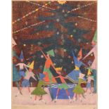 C W Toovey (20th century) ''Christmas Party'' Inscribed in pencil and numbered 1/25, linocut printed