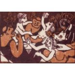 Claude Flight RBA (1881-1955) and Edith Lawrence (1890-1973) ''A Roman Feast'' Linocut printed in