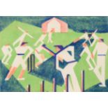 Edith Lawrence (1890-1973) ''Cricket'' Signed in pencil, inscribed and numbered 23/25, linocut