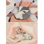 Edith Lawrence (1890-1973) ''Bitse, Alixe and Domino'' Inscribed in pencil, pencil and