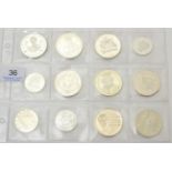 12 x Silver Proof Coins comprising: Guernsey £5 1995 'Queen Mother, Gibraltar crown 1993 '40th