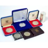 2 x Silver Proof Crowns 1977, in CofI (one with cert), silver proof £5 1997 'Diana Commemorative,'