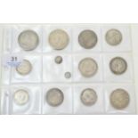 7 x Miscellaneous English Silver Coins comprising: 2 x crowns 1895 L1X contact marks, minor edge