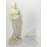 A 19th century Parian figure of a classical maiden and a smaller figure Ariadne and the Panther