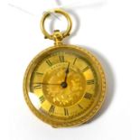A lady's fob watch stamped 14K, the dial signed Farringdon