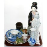 A large Japanese porcelain figure, two Guanyin figures and other oriental ceramics (14) Too many