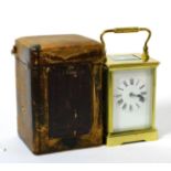 A brass striking carriage clock, in fitted case