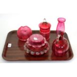 A collection of Victorian cranberry glass (5)